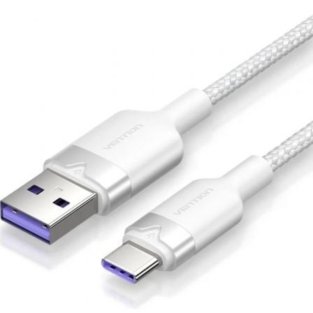--Cable USB 2.0 Tipo-C Vention CTOWF/ USB Tipo-C Macho - USB Macho/ Hasta 100W/ 480Mbps/ 1m/ Blanco-