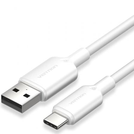 --Cable USB 2.0 Tipo-C Vention CTQWH/ USB Tipo-C Macho - USB Macho/ Hasta 60W/ 480Mbps/ 2m/ Blanco-