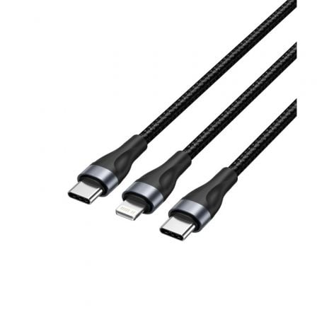 --Cable USB Tipo-C Vention H17BAV/ USB Tipo-C Macho - Lightning Macho/ USB Tipo-C Macho/ 60W/ 480Mbps/ 1.2m/ Negro-