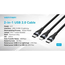 -2-Cable USB Tipo-C Vention H17BAV/ USB Tipo-C Macho - Lightning Macho/ USB Tipo-C Macho/ 60W/ 480Mbps/ 1.2m/ Negro-2