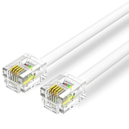 --Cable de Teléfono RJ11 6P4C Vention IQBWJ/ 5m/ Blanco-