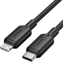--Cable USB 2.0 Tipo-C Lightning Vention LAKBF/ USB Tipo-C Macho - Lightning Macho/ Hasta 27W/ 480Mbps/ 1m/ Negro-