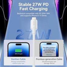 -3-Cable USB 2.0 Tipo-C Lightning Vention LAKWH/ USB Tipo-C Macho - Lightning Macho/ Hasta 27W/ 480Mbps/ 2m/ Blanco-3