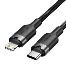 --Cable USB Tipo-C Lightning Vention LALBH/ USB Tipo-C Macho - Lightning Macho/ 27W/ 480Mbps/ 2m/ Negro-