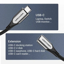 -3-Cable Alargador USB 3.1 Tipo-C Vention TABHF/ USB Tipo-C Macho - USB Tipo-C Hembra/ Hasta 60W/ 5Gbps/ 1m/ Gris-3
