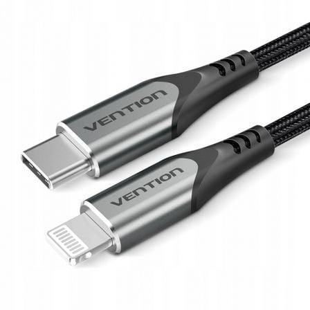 --Cable USB 2.0 Tipo-C Lightning Vention TACHF/ USB Tipo-C Macho - Lightning Macho/ Hasta 27W/ 480Mbps/ 1m/ Gris-