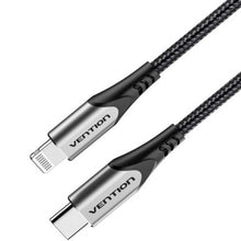 --Cable USB 2.0 Tipo-C Lightning Vention TACHH/ USB Tipo-C Macho - Lightning Macho/ Hasta 27W/ 480Mbps/ 2m/ Gris y Negro-