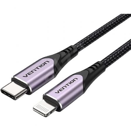 --Cable USB 2.0 Tipo-C Lightning Vention TACVF/ USB Tipo-C Macho - Lightning Macho/ Hasta 27W/ 480Mbps/ 1m/ Morado-