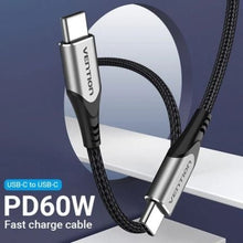 -1-Cable USB 2.0 Tipo-C Vention TADHF/ USB Tipo-C Macho - USB Tipo-C Macho/ Hasta 60W/ 480Mbps/ 1m/ Gris-1