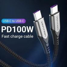 -1-Cable USB 2.0 Tipo-C 5A 100W Vention TAEHF/ USB Tipo-C Macho - USB Tipo-C Macho/ Hasta 100W/ 480Mbps/ 1m/ Gris-1