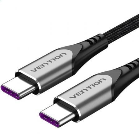 --Cable USB 2.0 Tipo-C Vention TAEHG/ USB Tipo-C Macho - USB Tipo-C Macho/ Hasta 100W/ 480Mbps/ 1.5m/ Gris-