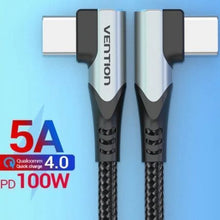 -1-Cable USB 2.0 Tipo-C 90º Vention TANHD/ USB Tipo-C Macho - USB Tipo-C Macho/ Hasta 100W/ 480Mbps/ 50cm/ Gris-1