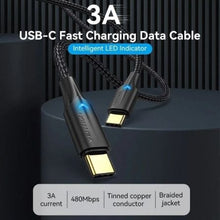 -1-Cable USB 2.0 Tipo-C 3A Vention TAUBI/ USB Tipo-C Macho - USB Tipo-C Macho/ 480Mbps/ 3m/ Negro-1