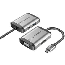 --Conversor Vention TFAHB/ 1xUSB/ 1xHDMI/ 1xVGA/ 1xUSB Tipo-C PD/ 15cm/ Gris-