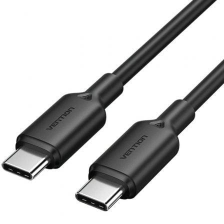 --Cable USB 2.0 Tipo-C 3A Vention TRCBF/ USB Tipo-C Macho - USB Tipo-C Macho/ Hasta 60W/ 480Mbps/ 1m/ Negro-