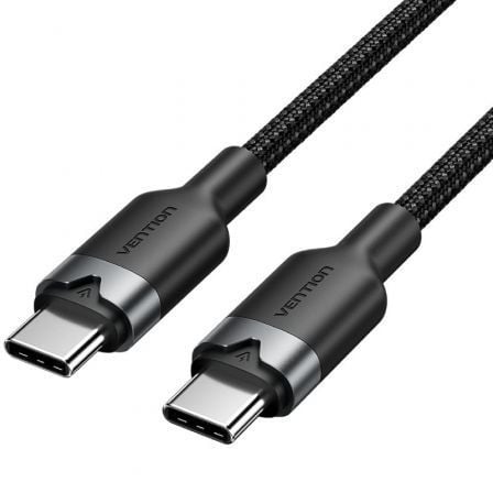 --Cable USB 2.0 Tipo-C 3A Vention TRDBF/ USB Tipo-C Macho - USB Tipo-C Macho/ Hasta 60W/ 480Mbps/ 1m/ Negro-