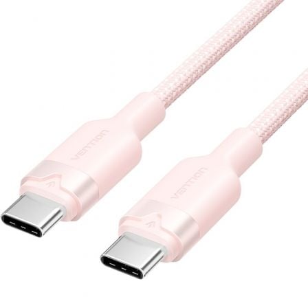 --Cable USB 2.0 Tipo-C 3A Vention TRDPF/ USB Tipo-C Macho - USB Tipo-C Macho/ Hasta 60W/ 480Mbps/ 1m/ Rosa-