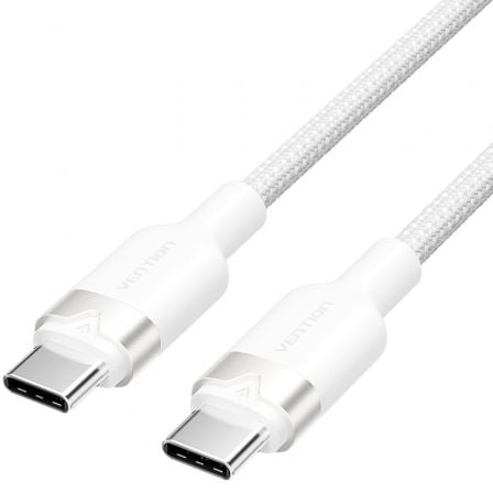 --Cable USB 2.0 Tipo-C 3A Vention TRDWH/ USB Tipo-C Macho - USB Tipo-C Macho/ Hasta 60W/ 480Mbps/ 2m/ Blanco-