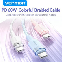 -2-Cable USB 2.0 Tipo-C 3A Vention TRDWH/ USB Tipo-C Macho - USB Tipo-C Macho/ Hasta 60W/ 480Mbps/ 2m/ Blanco-2