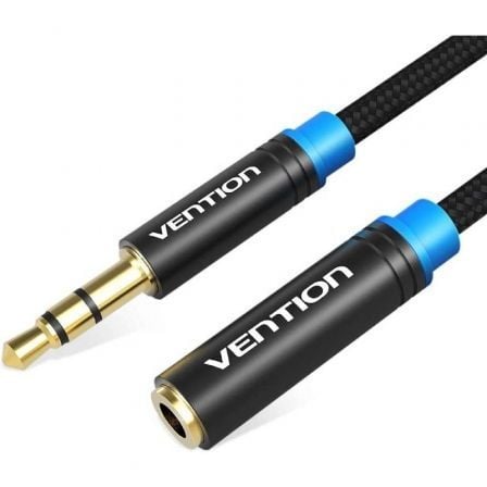 --Cable Estéreo Vention VAB-B06-B150-M/ Jack 3.5 Macho - Jack 3.5 Hembra/ 1.5m/ Negro-