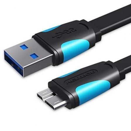 --Cable USB 3.0 Vention VAS-A12-B100/ MicroUSB Macho - USB Macho/ Hasta 10W/ 5Gbps/ 1m/ Azul y Negro-