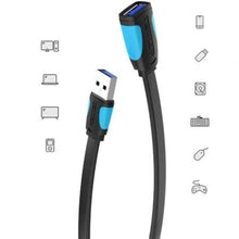 -1-Cable Alargador USB 3.0 Vention VAS-A13-B200/ USB Macho - USB Hembra/ 5Gbps/ 2m/ Negro y Azul-1