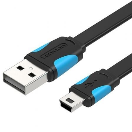 --Cable USB 2.0 Vention VAS-A14-B150/ Mini USB Macho - USB Macho/ Hasta 10W/ 480Mbps/ 1.5m/ Azul y Negro-