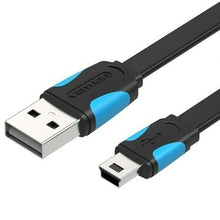 --Cable USB 2.0 Vention VAS-A14-B150/ Mini USB Macho - USB Macho/ Hasta 10W/ 480Mbps/ 1.5m/ Azul y Negro-