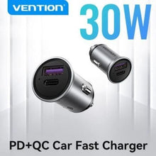 -1-Cargador de Coche Vention FFFH0/ 1xUSB-Tipo C/ 1xUSB/ 30W-1