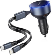--Cargador de Coche Vention FFOB0/ 1xUSB Tipo-C Macho/ 1xUSB Tipo-C hembra/ 1xLightning Macho/ 30W-