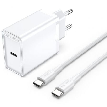 --Cargador de Pared Vention FAHWF-EU/ 1xUSB Tipo-C + 2x Cable USB Tipo-C/ 25W-