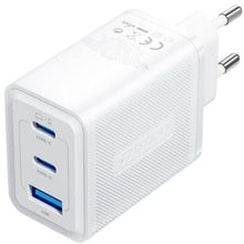 --Cargador de Pared GaN Vention FERW0-EU/ 2xUSB Tipo-C/ 1xUSB/ 65W-