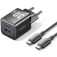 --Cargador de Pared GaN Vention TZ-FEQB0-EU-01/ 1xUSB Tipo-C/ 1xUSB + Cable USB Tipo-C/ 30W-