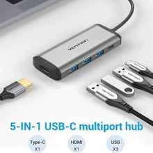 -1-Docking USB Tipo-C Vention CNBHB/ 1xHDMI 4K/ 3xUSB/ 1xUSB Tipo-C PD/ Gris-1