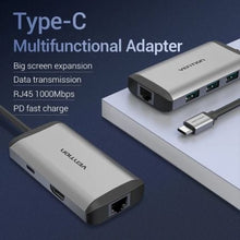 -3-Docking USB Tipo-C Vention CNCHB/ 1xHDMI 4K/ 3xUSB/ 1xUSB Tipo-C PD/ 1xRJ45/ Gris-3