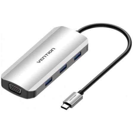 --Docking USB Tipo-C Vention TOIHB/ 1xHDMI 4K/ 1xVGA/ 3xUSB/ 1xUSB Tipo-C PD/ Gris-