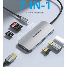 -3-Docking USB Tipo-C Vention TOJHB/ 1xHDMI 4K/ 3xUSB/ 1xUSB Tipo-C/ 1xLector tarjetas/ Gris-3