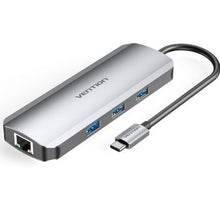 --Docking USB Tipo-C Vention TOKHB/ 1xHDMI 4K/ 3xUSB/ 1xUSB Tipo-C PD/ 1xRJ45/ 1xLector Tarjetas SD y MicroSD/ Gris-