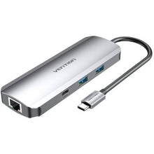 --Docking USB Tipo-C Vention TOMHB/ 1xHDMI 4K/ 2xUSB/ 1xUSB Tipo-C/ 1xUSB Tipo-C PD/ 1xRJ45/ 1xLector Tarjetas SD y MicroSD/ Jack 3.5/ Gris-