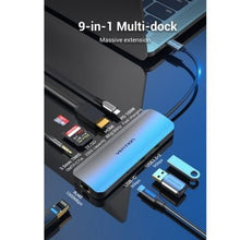 -1-Docking USB Tipo-C Vention TOMHB/ 1xHDMI 4K/ 2xUSB/ 1xUSB Tipo-C/ 1xUSB Tipo-C PD/ 1xRJ45/ 1xLector Tarjetas SD y MicroSD/ Jack 3.5/ Gris-1