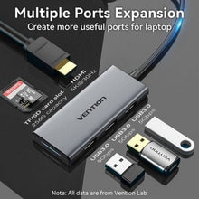-2-Docking USB Tipo-C Vention TOOHB/ 1xHDMI 4K/ 3xUSB/ 1xLector Tarjetas/ Gris-2