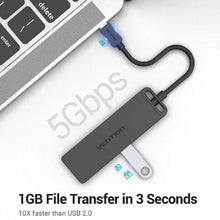 -2-Hub USB Tipo-C Vention TGKBB/ 4xUSB/ 1xMicroUSB PD/ 15cm-2