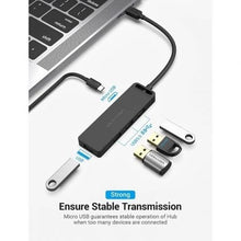 -4-Hub USB Tipo-C Vention TGKBD/ 4xUSB/ 1xMicroUSB PD/ 50cm-4