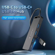-1-Hub USB Tipo-C Vention TGTBB/ 3xUSB/ 1xUSB Tipo-C/ 1x MicroUSB PD-1