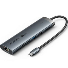 --Docking USB Tipo-C Vention TGUHB/ RJ45/ 2xUSB/ 1xUSB Tipo-C/ 1xHDMI/ 1xUSB Tipo-C PD/ 1xLector de Tarjetas/ Gris-