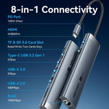 -1-Docking USB Tipo-C Vention TGUHB/ RJ45/ 2xUSB/ 1xUSB Tipo-C/ 1xHDMI/ 1xUSB Tipo-C PD/ 1xLector de Tarjetas/ Gris-1