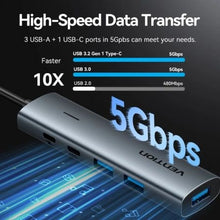 -1-Hub USB 3.0 Vention TGXHB/ 1xUSB Tipo-C/ 3xUSB/ 1xUSB Tipo-C PD/ Gris-1