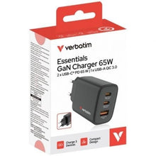 -4-Cargador de Pared GaN Verbatim Essentials/ 2xUSB Tipo-C/ 1xUSB/ 65W-4