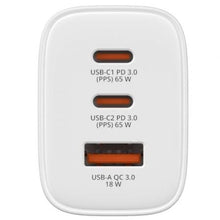 -1-Cargador de Pared GaN Verbatim Essentials/ 2xUSB Tipo-C/ 1xUSB/ 65W-1