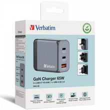 -2-Cargador de Pared Universal GaN para Viaje Verbatim GNC-65/ 2xUSB Tipo-C/ 1xUSB/ 65W-2